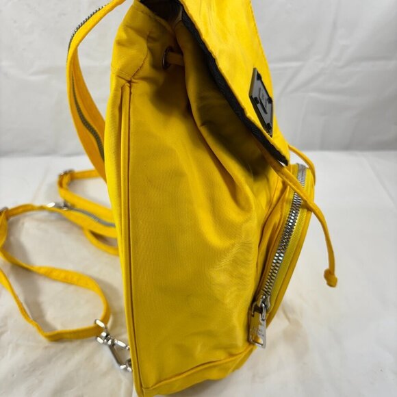 Steve Madden Womens Yellow Mini Nylon Sling Zip Backpack Travel Bag - Picture 9 of 13
